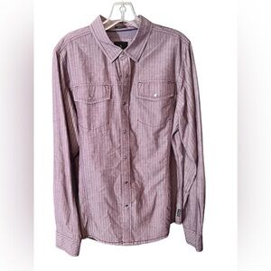 PrAna Men's Button Up Long Sleeve Shirt Medium Striped Pockets